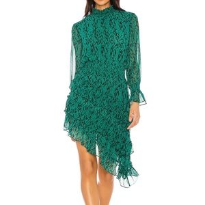X REVOVLE Savanna Dress in Emerald Snake